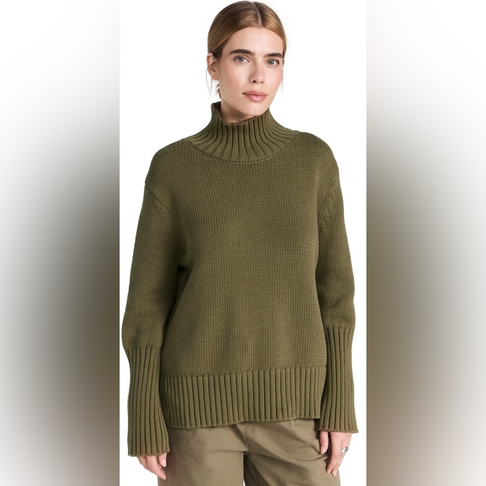 White + Warren core spun cotton high rib turtleneck Sweater